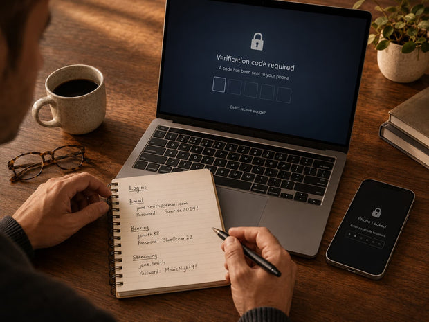 Password notebook used for household account access